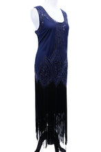 Load image into Gallery viewer, Navy Blue Flapper Dress