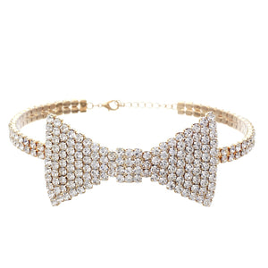 Rhinestone Bow Tie Choker