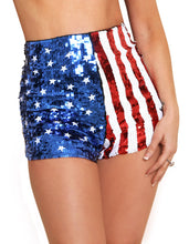 Load image into Gallery viewer, Stars and Stripes Sequin Shorts
