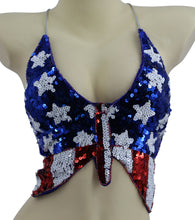 Load image into Gallery viewer, Stars and Stripes Butterfly Sequins Top
