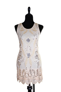 Short Cream Flapper Dress with Sequin Pattern ("Spring")