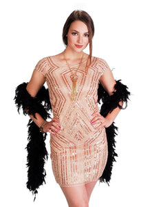 Short Pink Flapper Dress with Sequin Pattern (Crystal Pink) Short Pink Flapper Dress with Sequin Pattern (Crystal Pink)