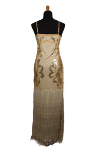 Gold Flapper Dress with Long Fringes ("Gilded")