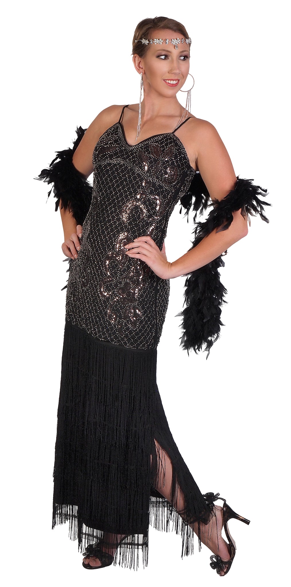 Black and Gold Flapper Dress with Sequin Pattern (Nightshade) Black and Gold Flapper Dress with Sequin Pattern (Nightshade)