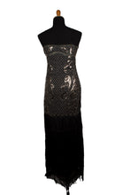 Load image into Gallery viewer, Black and Gold Flapper Dress with Sequin Pattern (&quot;Nightshade&quot;)
