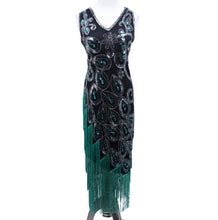 Load image into Gallery viewer, Peacock Flapper Dress
