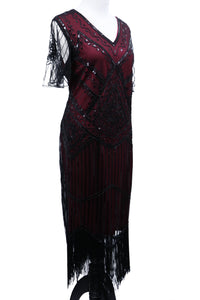 Burgundy Fringed Flapper Dress