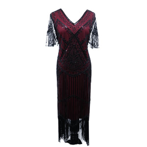 Burgundy Fringed Flapper Dress