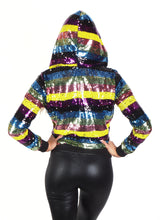 Load image into Gallery viewer, Multicolor Stripes Sequin Hoodie
