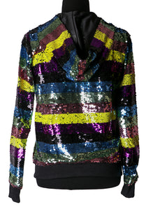 Multicolor Stripes Sequin Hoodie