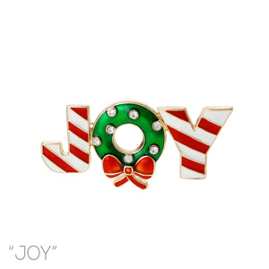 Candy Cane and Wreath Joy Pin