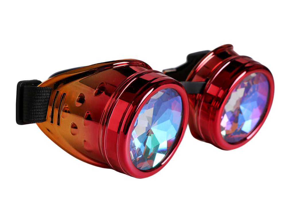 Steampunk Rave Kaleidoscope Goggles (Ember)