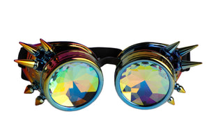 Spiked Steampunk Kaleidoscope Goggles (Rainbow)