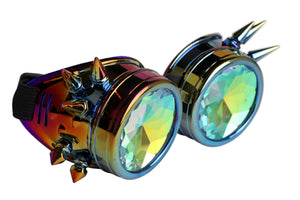 Spiked Steampunk Kaleidoscope Goggles (Rainbow)