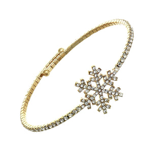 Snowflake Rhinestone Wire Bracelet