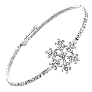 Snowflake Rhinestone Wire Bracelet