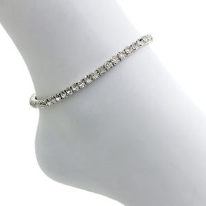 Crystal Rhinestone Stretchy Elastic Tennis Anklet (1 Row)