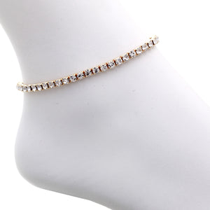 Crystal Rhinestone Stretchy Elastic Tennis Anklet (1 Row)