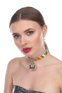 Gold Holographic Kitty Bell Choker