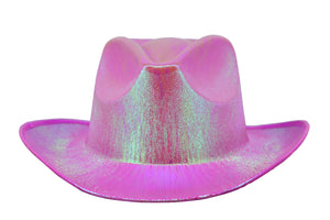Holographic Space Cowboy Hat (Light Pink)