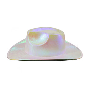 Holographic Space Cowboy Hat (Opal White)