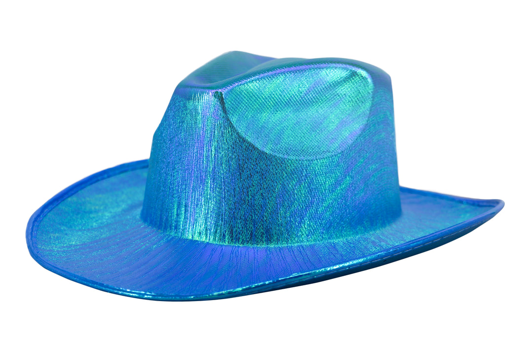 Holographic Space Cowboy Hat (Turquoise)