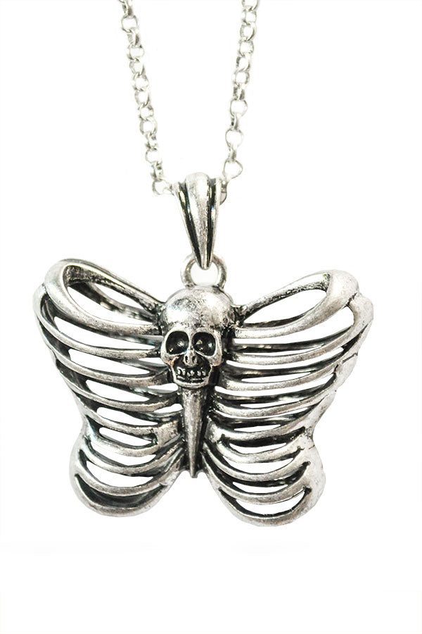 Butterfly Ribcage Skull Pendant