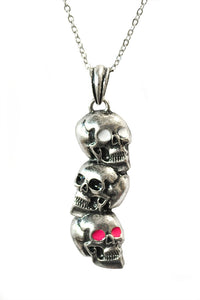 Three Skulls Charm Necklace