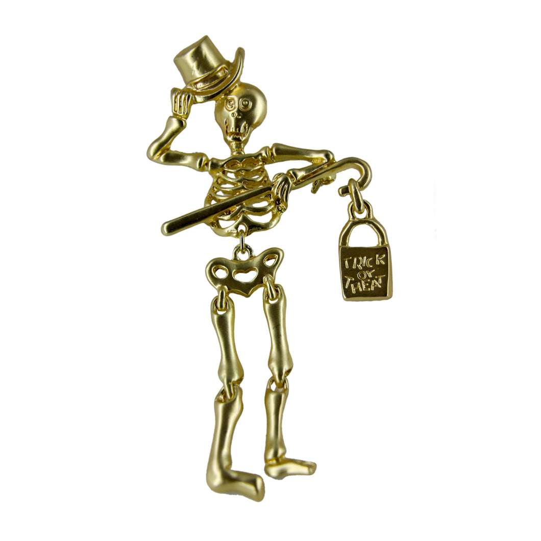 Trick-or-Treating Skeleton Brooch